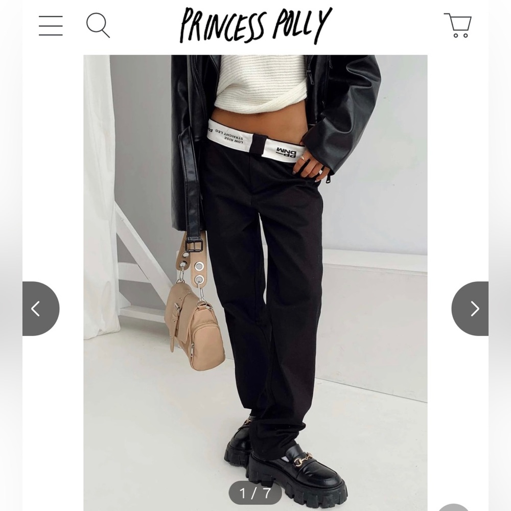 Princess Polly - Dava Low Rise Pants Black Size 6